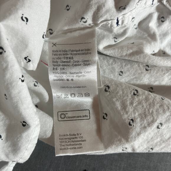 Scotch & Soda Shirt Mens Medium White Short Sleeve Button Up Regular Fit Casual - Picture 6 of 9